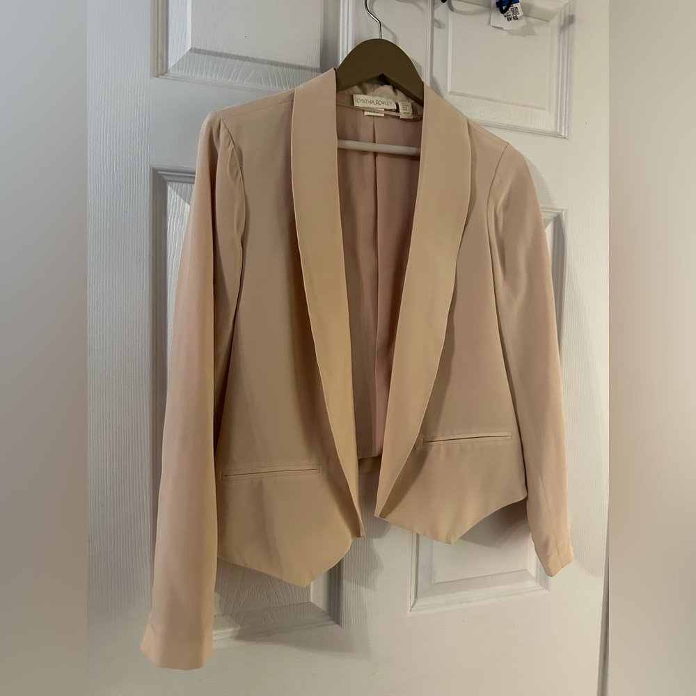 Cynthia Rowley Pale Blush Open-Front Blazer
